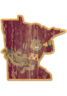 Maroon Minnesota Golden Gophers State Shape Sign