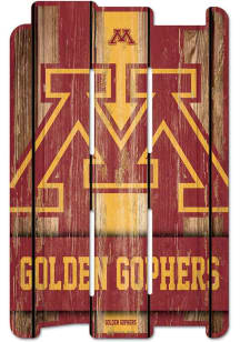 Brown Minnesota Golden Gophers Wood Fence Sign