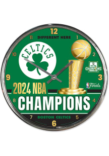 Boston Celtics NBA Finals Champions 2024 Chrome Wall Clock
