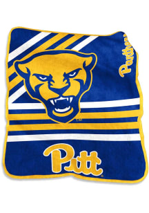 Pitt Panthers Blue Logo Brands Stripe Raschel Raschel Throw Blanket