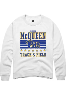 Darren McQueen Rally Mens White Pitt Panthers NIL Striped Player Crew