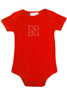 Nebraska Cornhuskers Baby Red Lap Shoulder Short Sleeve One Piece