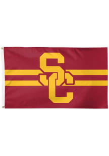 Red USC Trojans Horizontal Striped Deluxe Silk Screen Grommet Flag