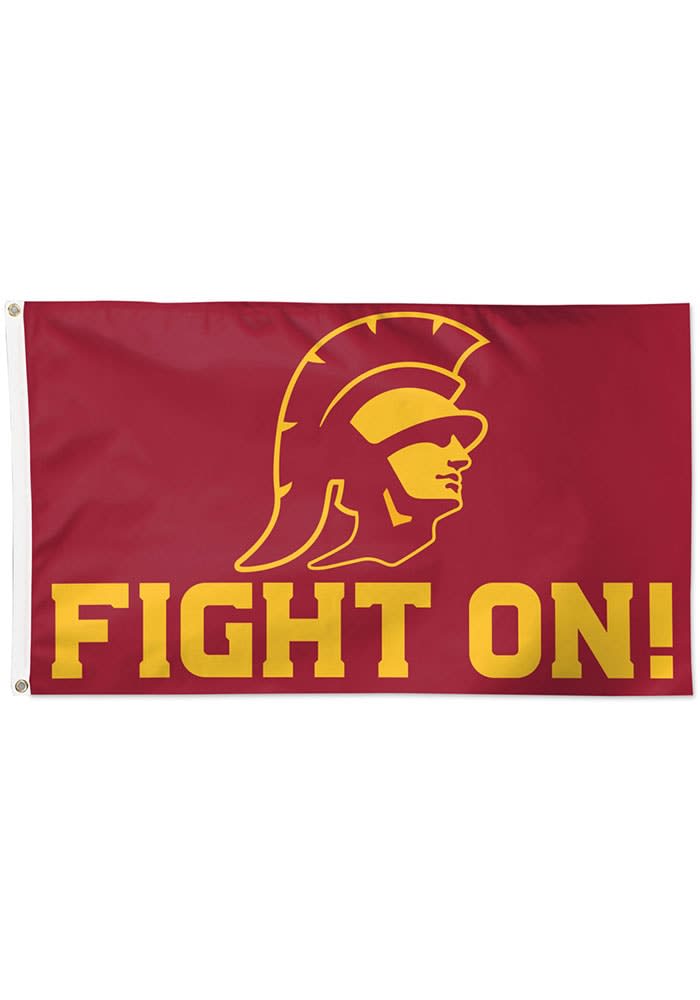 USC Trojans Slogan Deluxe Red Silk Screen Grommet Flag