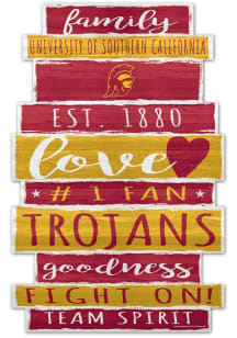 Red USC Trojans Planks 11x17 Sign