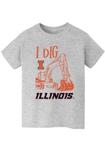 Vive La Fete Illinois Fighting Illini Youth Grey Excavator Short Sleeve T-Shirt