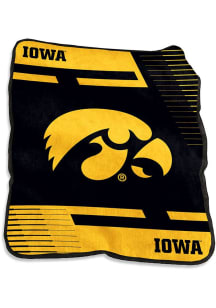 Black Iowa Hawkeyes Stripe Raschel Blanket