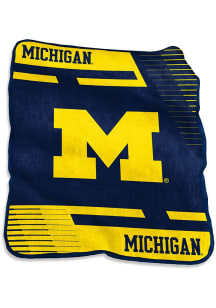 Yellow Michigan Wolverines Stripe Raschel Blanket