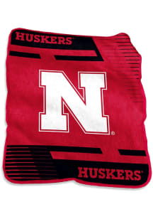 Red Nebraska Cornhuskers Stripe Raschel Blanket