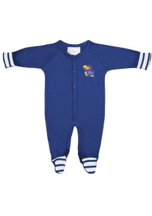 Kansas Jayhawks Baby Blue Striped Footie Loungewear One Piece Pajamas