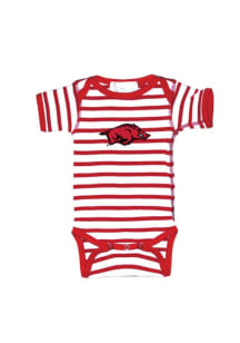 Arkansas Razorbacks Baby Red Stripe Short Sleeve One Piece