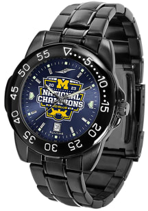 2023 College Football National Champions Fantom Anochrome Michigan Wolverines Mens Watch - Black