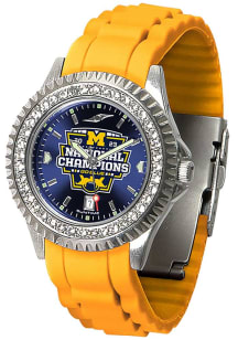 2023 College Football National Champions Sparkle Michigan Wolverines Womens Watch - Yellow