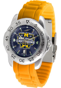 2023 College Football National Champions Sport Anochrome Michigan Wolverines Mens Watch - Yellow