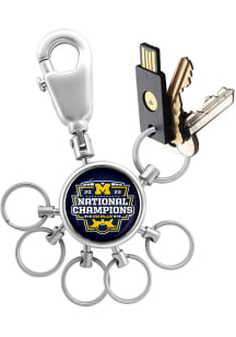 Silver Michigan Wolverines 2023 College Football National Champions 6 Ring Valet Keychain