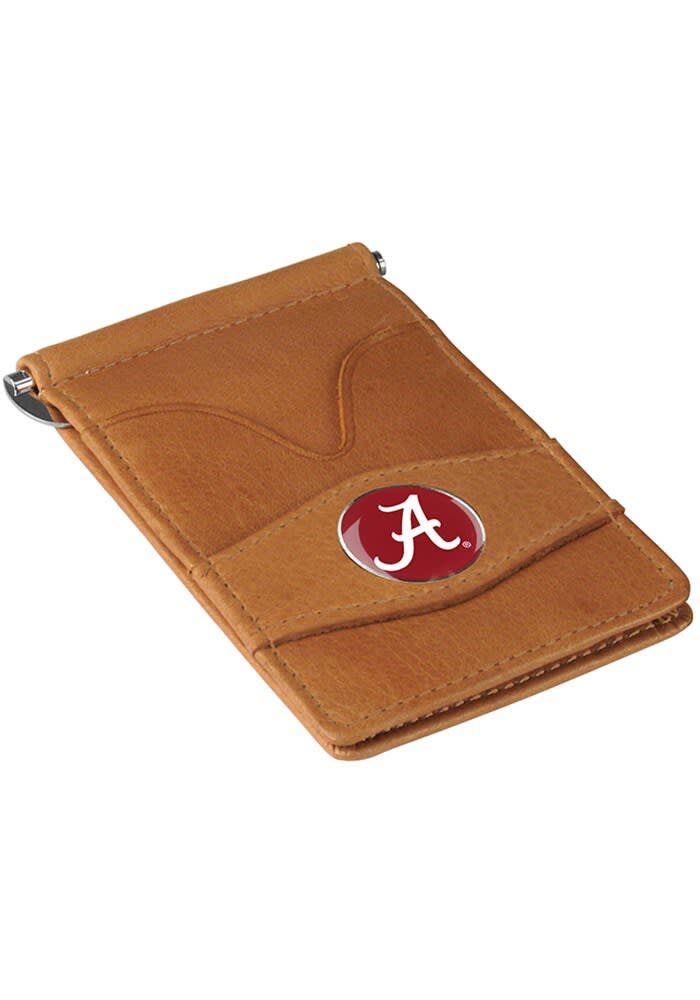 Alabama Crimson Tide Leather Golf Mens Bifold Wallet - Tan