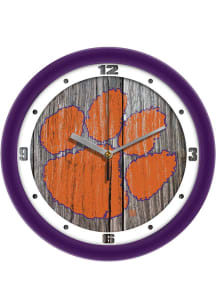 Clemson Tigers 11.5 Weathered Wood Wall Clock