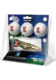 Illinois Fighting Illini Ball and Gold Crosshairs Divot Tool Golf Gift Set