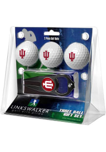 Black Indiana Hoosiers Ball and Black Hat Trick Divot Tool Golf Gift Set