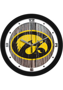 Iowa Hawkeyes 11.5 Weathered Wood Wall Clock