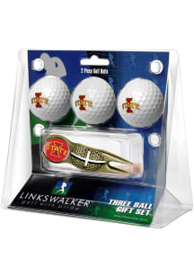 Iowa State Cyclones Ball and Gold Crosshairs Divot Tool Golf Gift Set