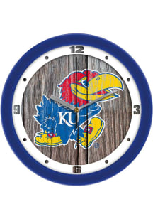 Kansas Jayhawks 11.5 Weathered Wood Wall Clock