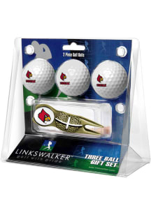 Louisville Cardinals Ball and Gold Crosshairs Divot Tool Golf Gift Set