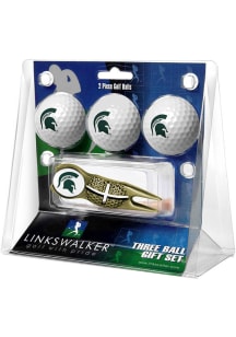Gold Michigan State Spartans Ball and Gold Crosshairs Divot Tool Golf Gift Set