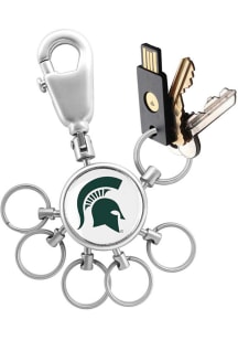 Silver Michigan State Spartans 6 Ring Valet Keychain