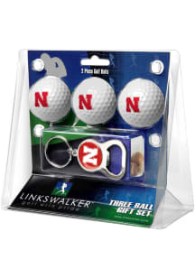 White Nebraska Cornhuskers Ball and Keychain Golf Gift Set
