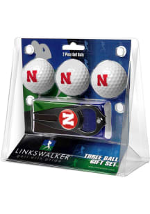 Black Nebraska Cornhuskers Ball and Black Hat Trick Divot Tool Golf Gift Set