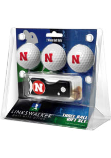 White Nebraska Cornhuskers Ball and Spring Action Divot Tool Golf Gift Set