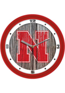 Nebraska Cornhuskers 11.5 Weathered Wood Wall Clock