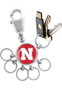 Silver Nebraska Cornhuskers 6 Ring Valet Keychain