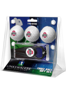 Black Ohio State Buckeyes Ball and Black Hat Trick Divot Tool Golf Gift Set