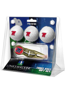 Ole Miss Rebels Ball and Gold Crosshairs Divot Tool Golf Gift Set