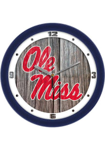 Ole Miss Rebels 11.5 Weathered Wood Wall Clock
