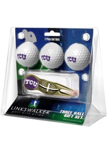 TCU Horned Frogs Ball and Gold Crosshairs Divot Tool Golf Gift Set