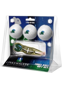 Tulane Green Wave Ball and Gold Crosshairs Divot Tool Golf Gift Set