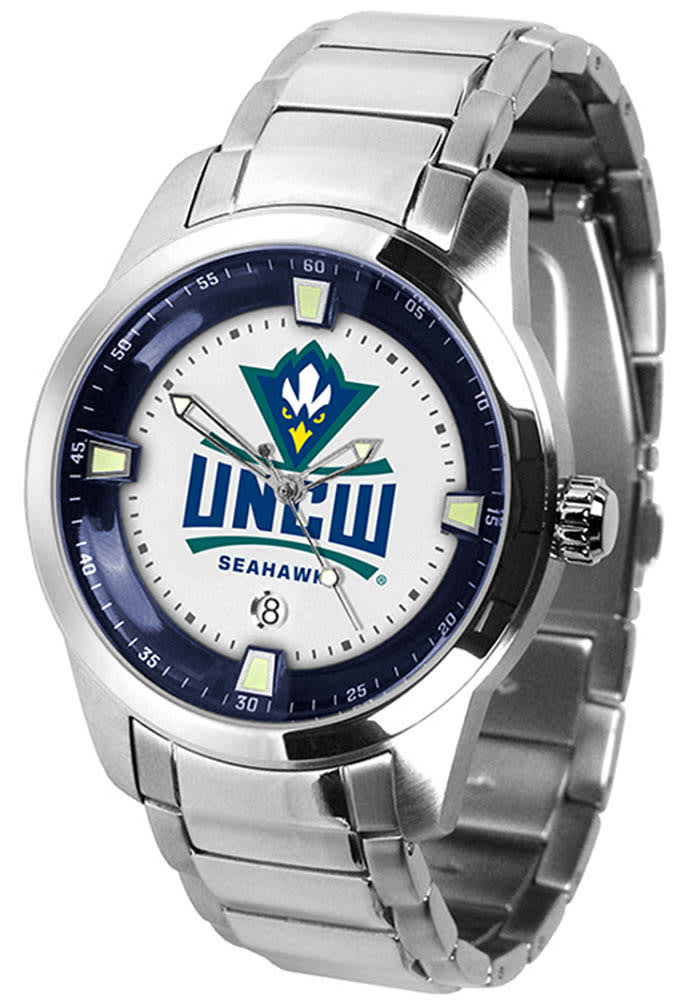 Unisex Silver UNC Wilmington Seahawks Stainless Steel Wristwatch