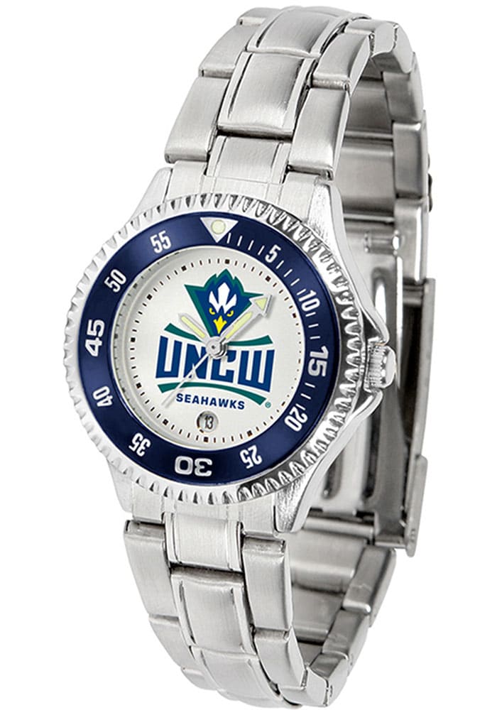 Unisex Silver UNC Wilmington Seahawks Stainless Steel Wristwatch