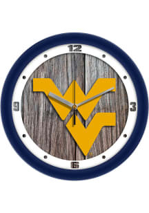 West Virginia Mountaineers 11.5 Weathered Wood Wall Clock