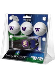 Washington Huskies Ball and Black Hat Trick Divot Tool Golf Gift Set