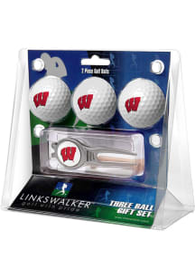 White Wisconsin Badgers Ball and Kool Divot Tool Golf Gift Set