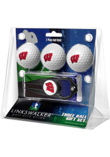Black Wisconsin Badgers Ball and Black Hat Trick Divot Tool Golf Gift Set