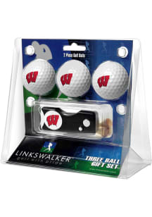 White Wisconsin Badgers Ball and Spring Action Divot Tool Golf Gift Set