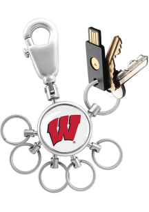 Silver Wisconsin Badgers 6 Ring Valet Keychain