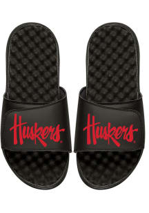 Wordmark Nebraska Cornhuskers Mens Slides - Black
