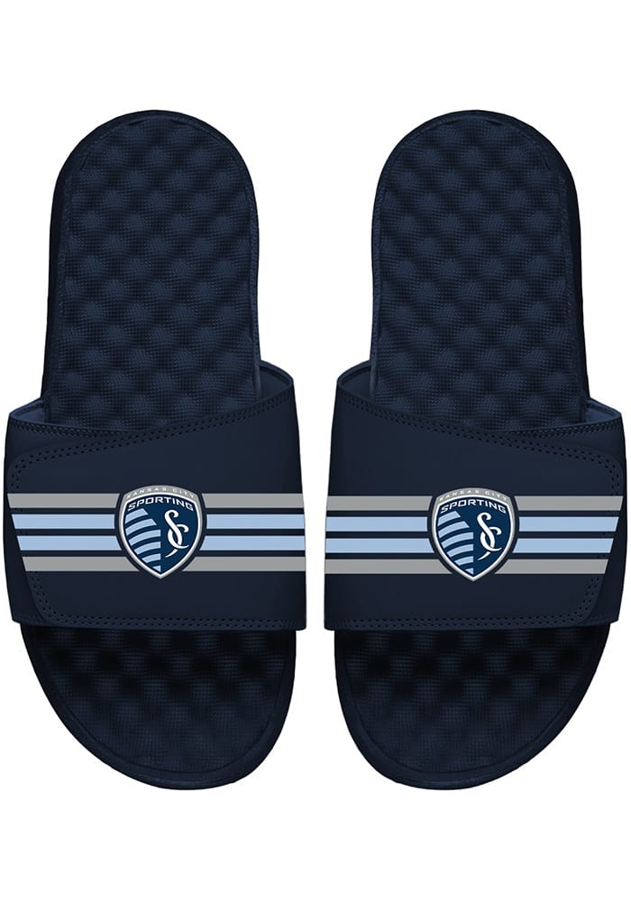 Men's ISlide White Racing Louisville FC Stripes Slide Sandals