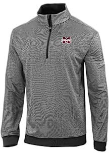 Columbia Mississippi State Bulldogs Mens Black Heat Seal Omni Wick Even Lie Long Sleeve Qtr Zip Pu..